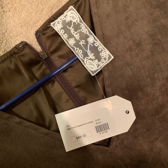 V-neck Suede Dress - Picture 3 of 4